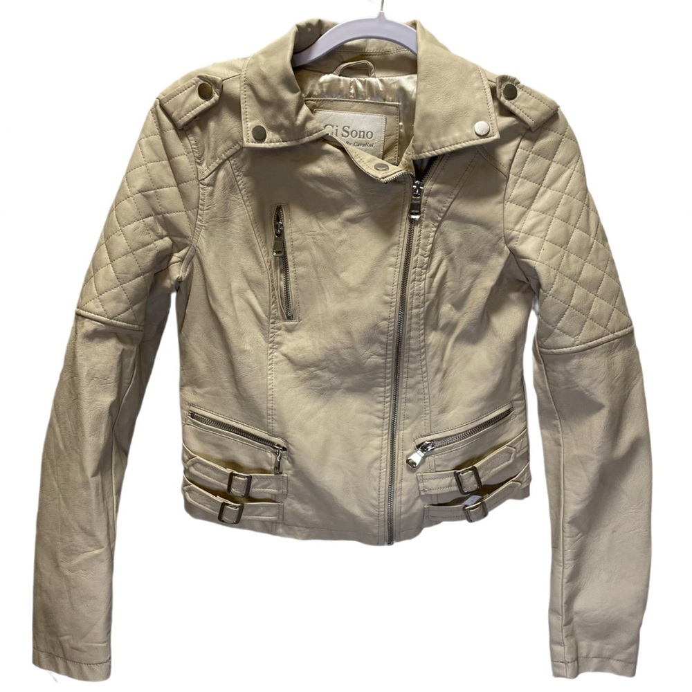 Ci Sono by Cavalini Women's Faux Leather Quilted Moto Jacket Size S